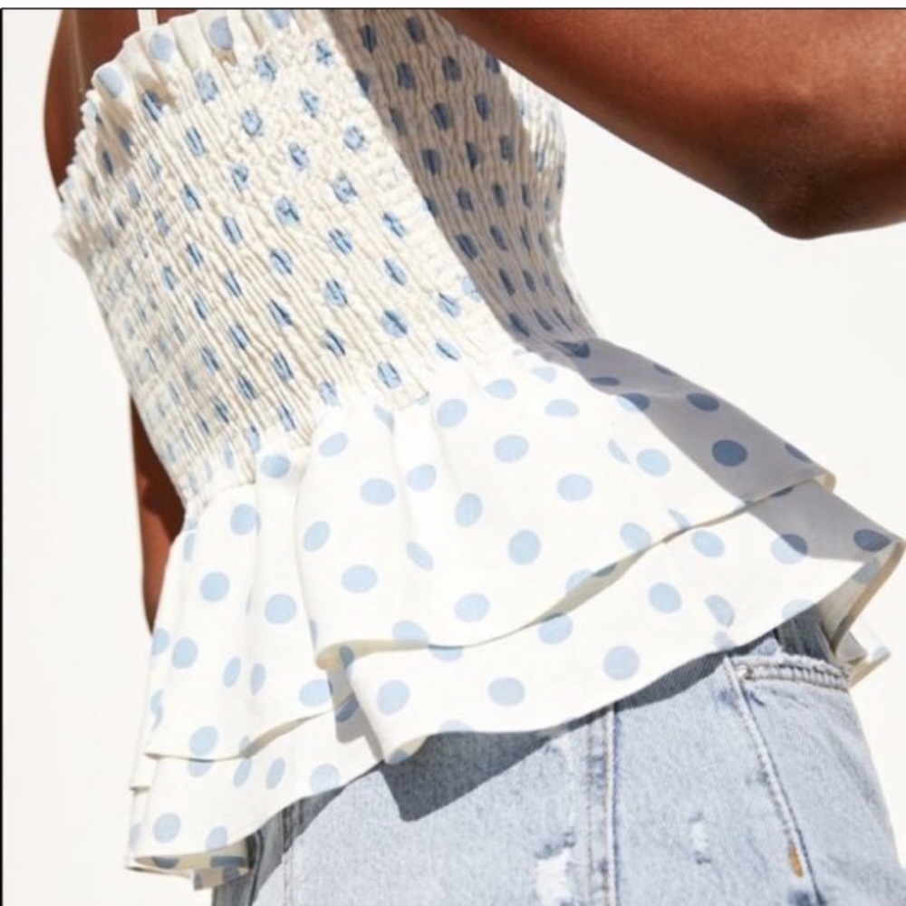 🪐3 for $30🪐blue and white polka dotted shirt